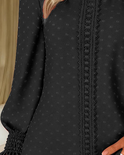 Elegant Bluse med Rund Hals og Puffærmer