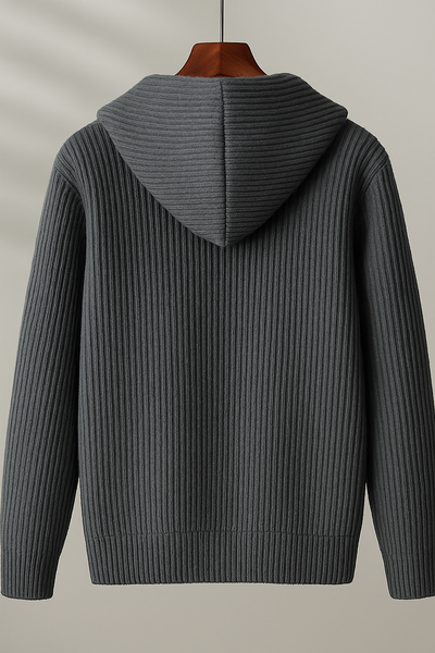 🧶 Strikjakke med Hætte – Premium Vintervarme til Mænd