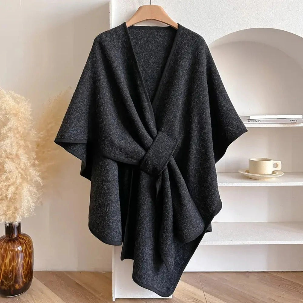 Elegant Lang Poncho-Sjal – Premium Kvalitet